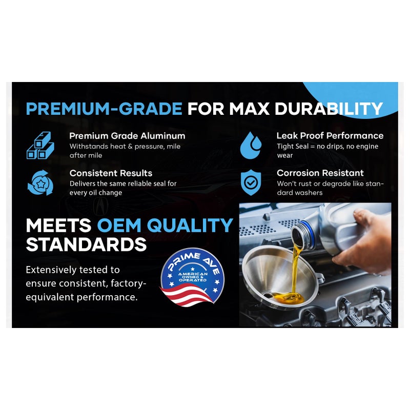 PRIME AVE Oil Drain Plug Gasket Crush Washer - 18mm Aluminum Crush Washers for Leak Proof Seal - Compatible with Ford Mazda Porsche & Volvo Part# 90012310630, 977751, 995641800 (Pack of 15) - Image 3